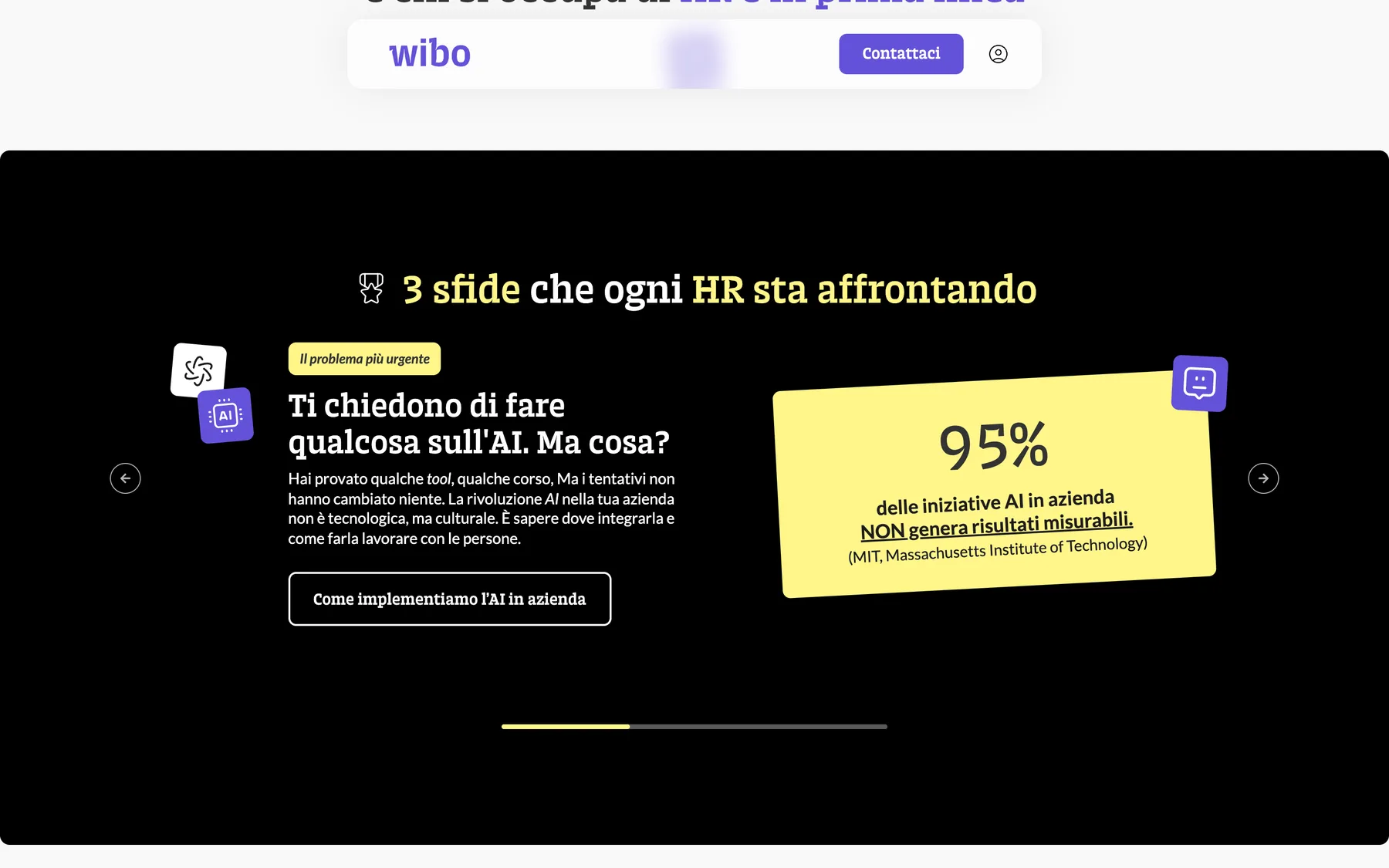 Wibo section on the three challenges HR teams face with AI