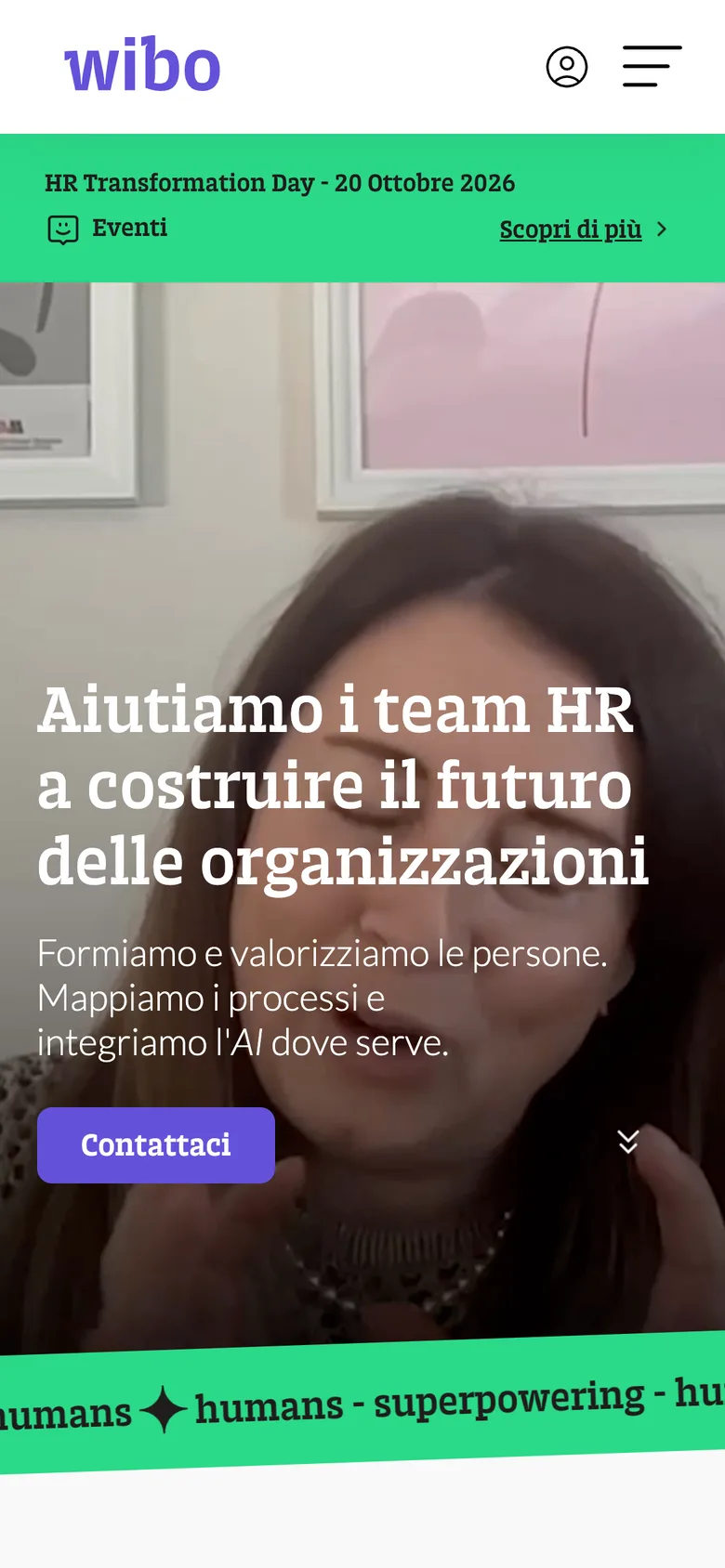 Wibo homepage on mobile